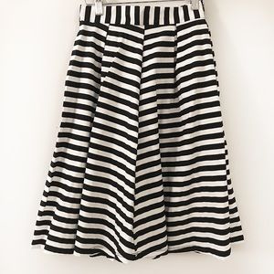 Black and White Stripe Box Pleated Circle Skirt